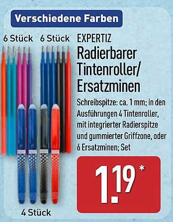 EXPERTIZ Radierbarer Tintenroller/Ersatzminen