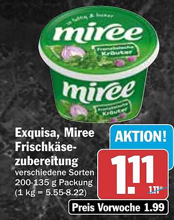 Exquisa, Miree Frischkäsezubereitung verschiedene Sorten 200-135 g