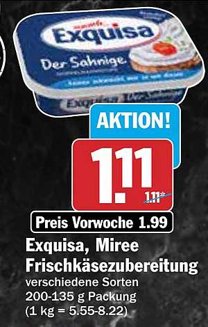 Exquisa, Miree Frischkäsezubereitung verschiedene Sorten 200-135 g Packung