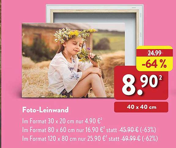 Foto-Leinwand 40 x 40 cm zum Sonderpreis