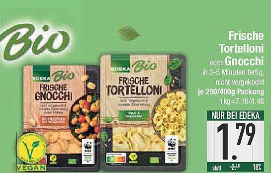 Frische Tortelloni oder Gnocchi 250g/400g Packung