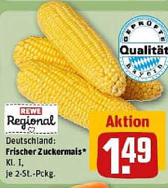 Frischer Zuckermais – Regional aus Deutschland, Kl. I, je 2-St.-Pckg.