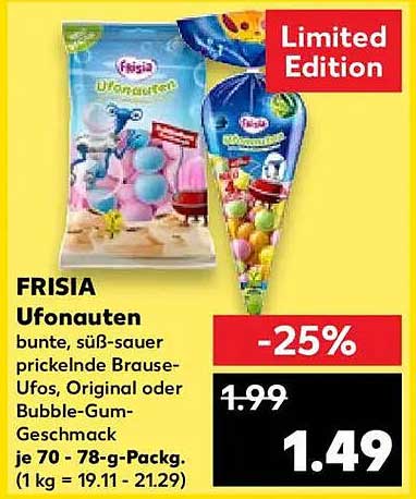FRISIA Ufonauten - bunte, süß-saure prickelnde Brause-Ufos