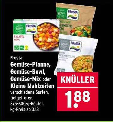 Frosta Gemüse-Pfanne, Gemüse-Bowl, Gemüse-Mix oder Kleine Mahlzeiten, verschiedene Sorten, tiefgefroren, 375-600-g-Beutel