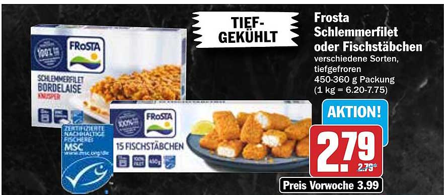 Frosta Schlemmerfilet oder Fischstäbchen, verschiedene Sorten, tiefgefroren