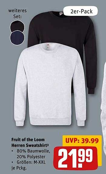 Fruit of the Loom Herren Sweatshirt 2er-Pack