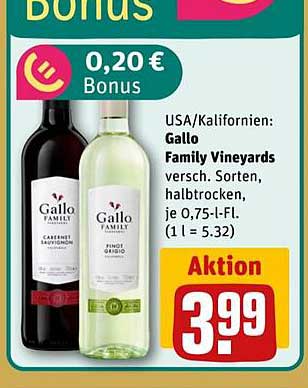 Gallo Family Vineyards - Halbtrockene Weine aus Kalifornien