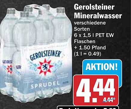 Gerolsteiner Mineralwasser 6 x 1,5 l PET EW Flaschen