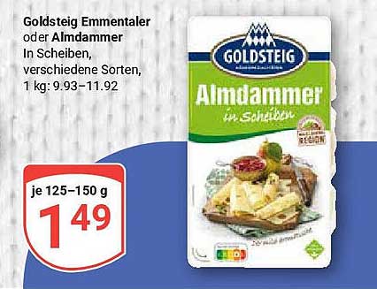Goldsteig Emmental oder Almdammer in Scheiben, 125-150 g