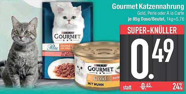 Gourmet Katzennahrung Gold, Perle oder A la Carte 85g Dose
