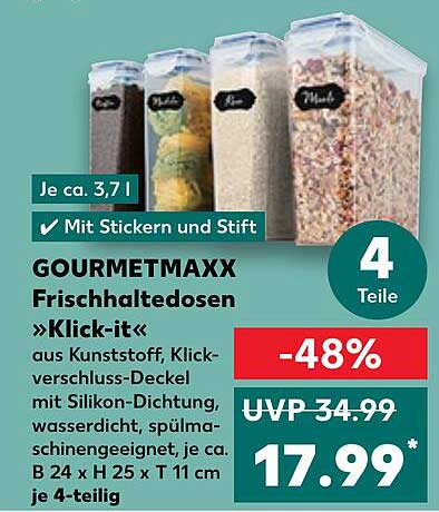 GOURMETMAXX Frischhaltedosen »Klick-it« – 4 Teile