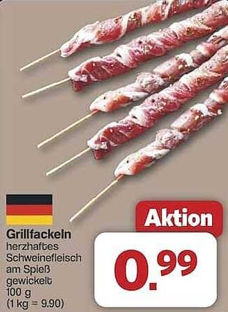 Grillfackeln herzhaftes Schweinefleisch am Spieß - 100 g