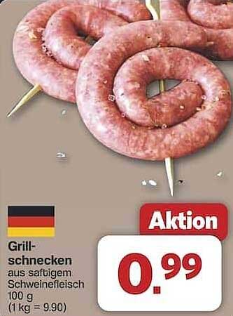 Grillschnecken aus saftigem Schweinefleisch