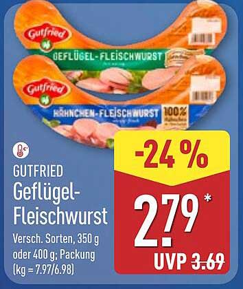 Gutfried Geflügel-Fleischwurst, 350 g oder 400 g