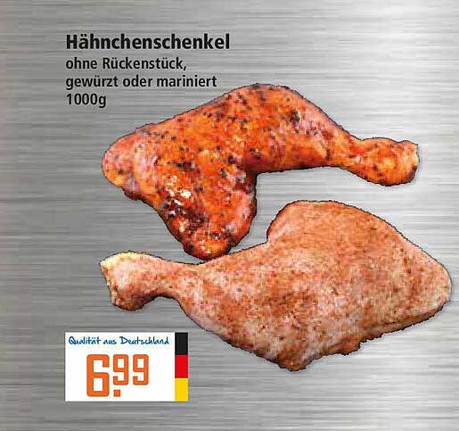Hähnchenschenkel ohne Rückenstück, gewürzt oder mariniert 1000g