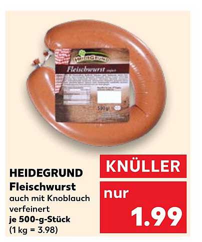 HEIDEGRUND Fleischwurst auch mit Knoblauch verfeinert je 500-g-Stück