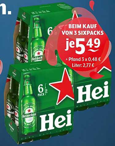 Heineken 6er Pack (3 Sixpacks) - Beim Kauf von 3 Sixpacks je 5,49 €