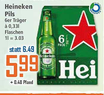 Heineken Pils 6er Träger à 0,33l Flaschen