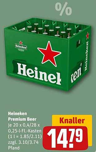 Heineken Premium Beer Kasten 20 x 0,25 L
