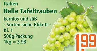 Helle Tafeltrauben | Kernlos und süß - 500g Packung