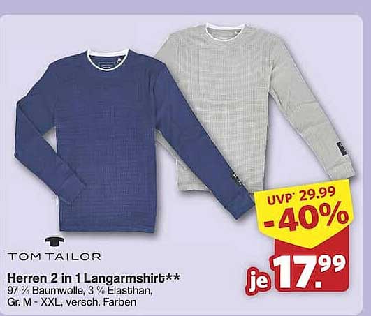 Herren 2 in 1 Langarmshirt von TOM TAILOR