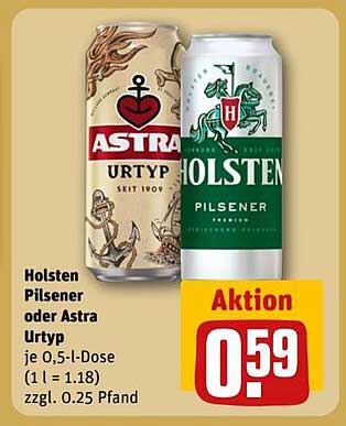 Holsten Pilsener oder Astra Urtyp 0,5-l-Dose