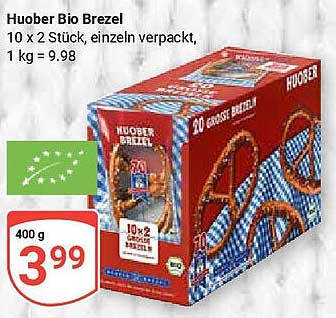 Huober Bio Brezel - 10 Stück, einzeln verpackt