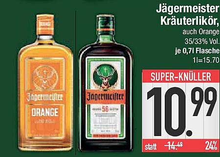Jägermeister Kräuterlikör, auch Orange 35/33% Vol - jetzt sparen!
