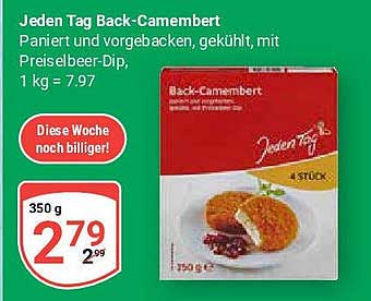 Jeden Tag Back-Camembert - Panier und vorgebacken, gekühlt, mit Preiselbeer-Dip