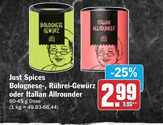 Just Spices Bolognese-, Rührei-Gewürz oder Italian Allrounder