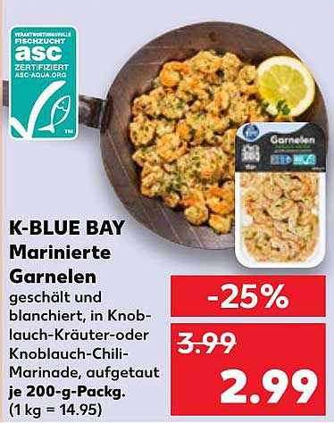 K-BLUE BAY Marinierte Garnelen geschält und blanchiert