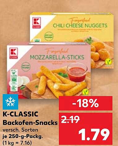 K-CLASSIC Backofen-Snacks - Chili Cheese Nuggets & Mozzarella-Sticks