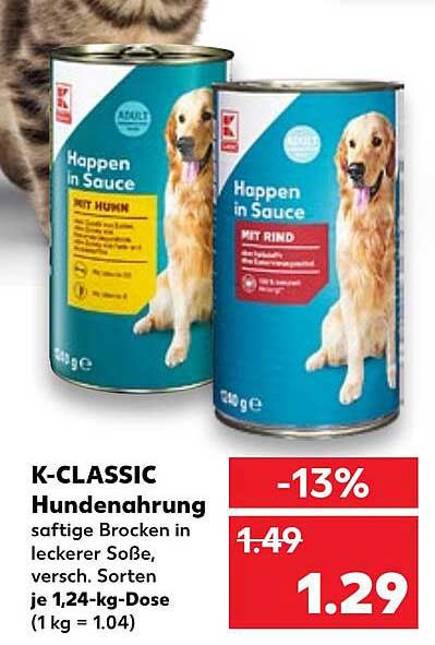 K-CLASSIC Hundenahrung - saftige Brocken in leckerer Soße