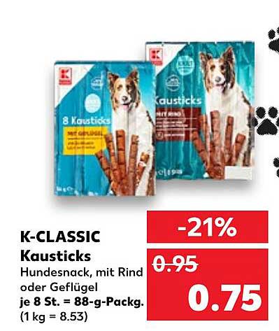 K-CLASSIC Kausticks mit Rind oder Geflügel - Hundesnack im Angebot