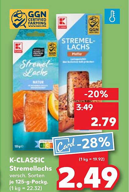K-CLASSIC Stremellachs – Verschiedene Sorten je 125 g-Packung