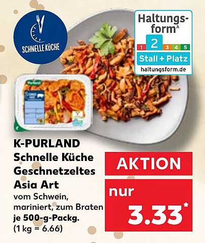 K-PURLAND Schnelle Küche Geschnetzeltes Asia Art 500-g-Packung