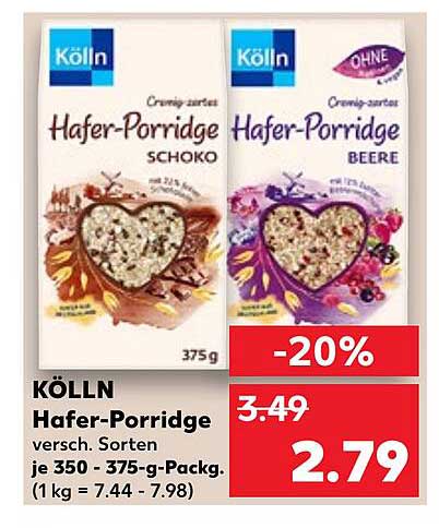 KÄLLN Hafer-Porridge, vielfältige Sorten - Jetzt zugreifen!