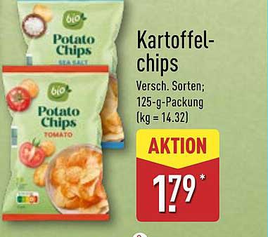 Kartoffelchips - Verschiedene Sorten; 125-g-Packung