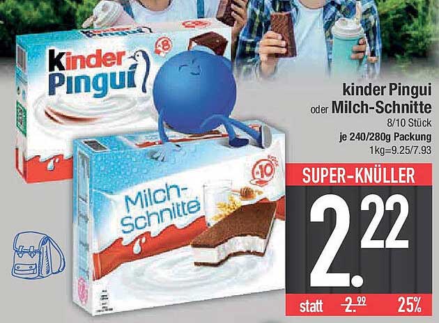 Kinder Pingui oder Milch-Schnitte 8/10 Stück je 240/280g Packung