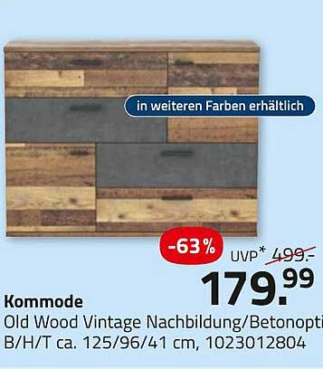 Kommmode Old Wood Vintage Nachbildung/Betonoptik