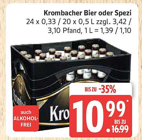 Krombacher Bier oder Spezi – 24er Kasten (0,33 L oder 0,5 L)