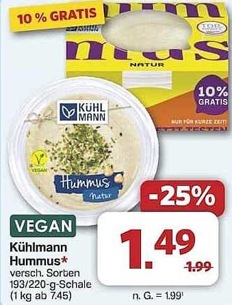 Kühlmann Hummus - Natur 220-g-Schale