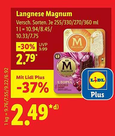 Langnese Magnum - Verschiedene Sorten (255/330/270/360 ml)