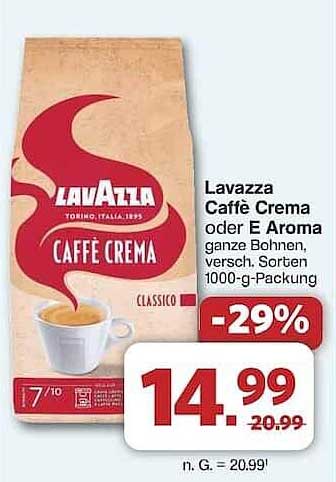 Lavazza Caffè Crema oder E Aroma ganze Bohnen 1000-g-Packung