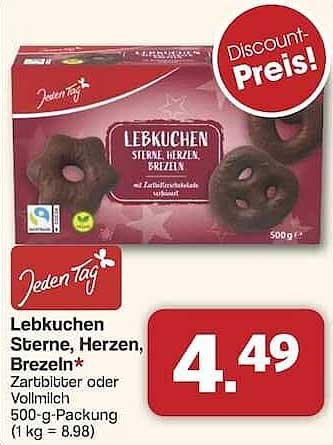Lebkuchen Sterne, Herzen, Brezeln – 500-g-Packung