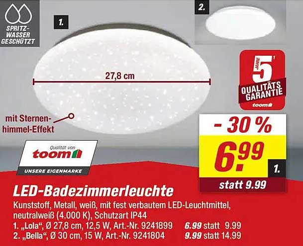 LED-Badezimmerleuchte mit Sternenhimmel-Effekt