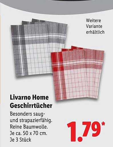 Livorno Home Geschirrtücher – 3 Stück im Set