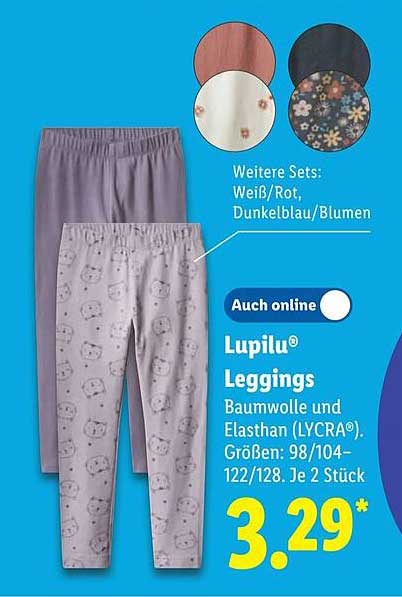 Lupilu® Leggings aus Baumwolle und Elasthan (LYCRA®) - 2 Stück