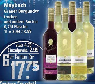 Maybach Grauer Burgunder trocken 0,75l Flasche