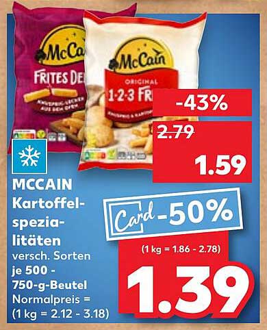 MCCAIN Kartoffelspezialitäten - Frites De und 1-2-3 Frits